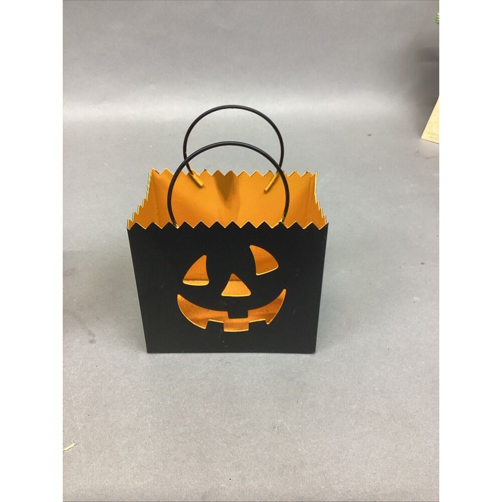 Set Of 6 Halloween Luminaries Lanterns & 3 Orange Candle Holders - Picture 9 of 11